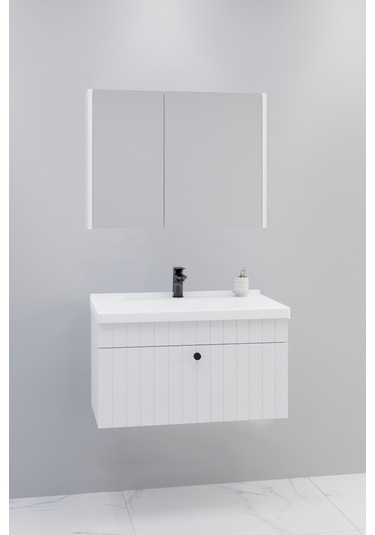 Alice 80 Cm Banyo Dolabı Bgn Aynalı Beyaz - Boy Dolap Hariç Beyaz