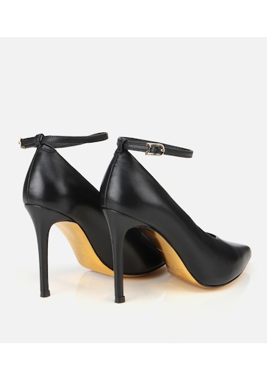 Hotiç Kadın Deri Siyah Bilekten Bağlamalı Gold Detaylı Yüksek Topuklu Stiletto 01ayh316600a100 01ayh316600a100 Siyah