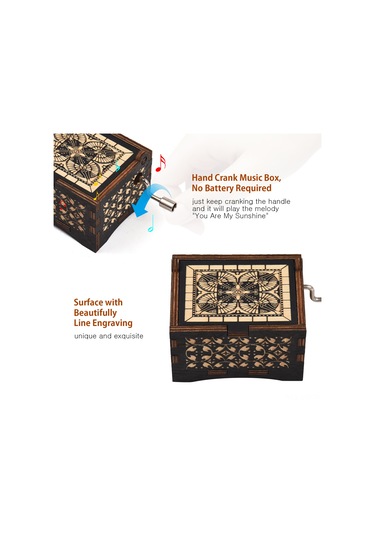 Geeroyoo Klasik Ahşap Oynatma Kutusu, "you Are My Sunshine" Melodili, Elden Çevirilen Dekoratif Heykel Siyah Siyah
