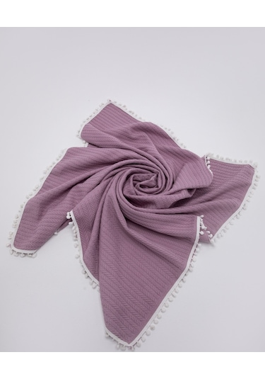 %100 Pamuk Cherry Bebek Battaniyesi Pamuklu Pike 100x120 - Lila