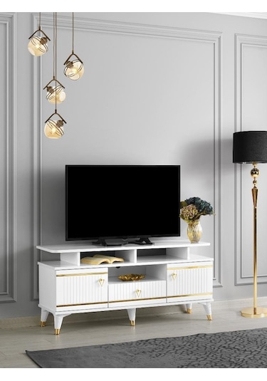 130 CM KORDON RAFLI MDF MEBRAN KAPAK TV SEHPASI