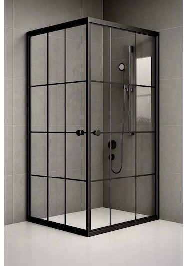 Durul Duşakabin   Kare Siyah Çizgi Siyah