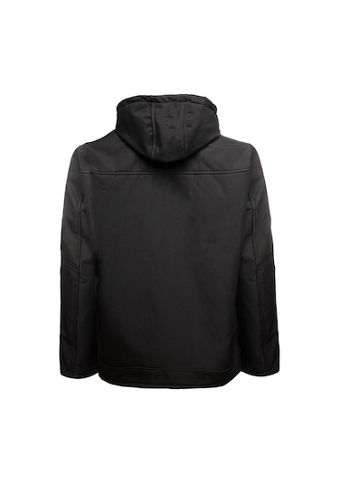 Softshell Kapşonlu Parçalı Mont Siyah