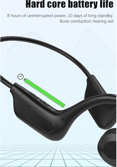 Folinda Siyah Kemiğeiletimli Bluetooth Kulaklık - Kablosuz Kulaküstü Tasarım, 8 Saat Çalma Süresi, 10m Alım Mesafesi