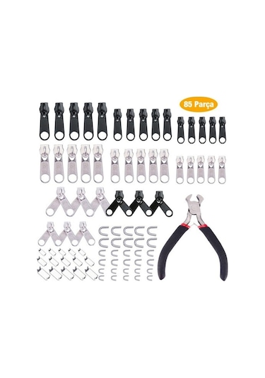 Ally 85 Parça Fermuar Başlığı Yedek Parça Onarım Tamir Seti Çantalı
