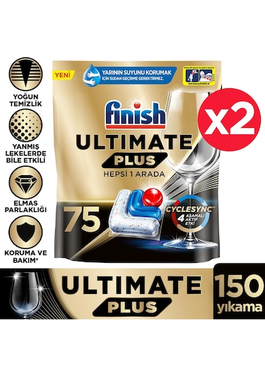 Finish Ultimate Plus Bulaşık Makinesi Deterjanı 2 x 75 Tablet