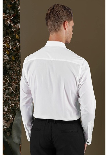 Gk 700 Slim Fit Beyaz Klasik Gömlek Beyaz