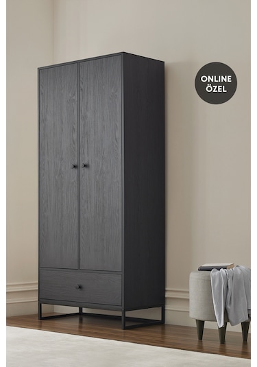 Enza Home Kalinsta 2 Kapaklı Gardırop - Siyah