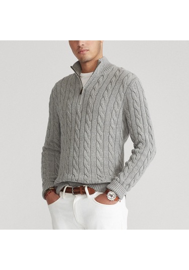 Erkek Sonbahar Ve Kış Sıcak Kalın Örme Balıkçı Yaka Kazak Açık Mavi