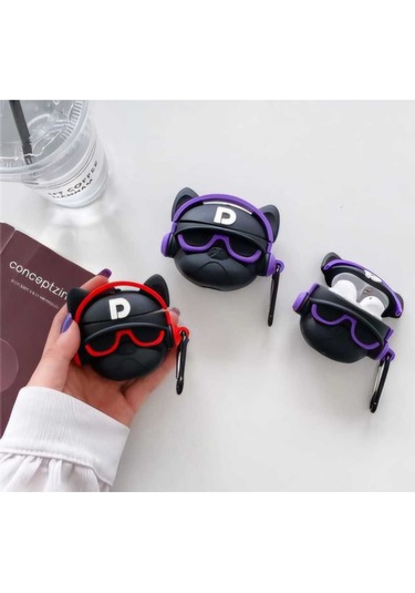 İphone 1/2. Nesil Uyumlu Koruyucu Bluetooth Kulaklık Kılıfı Figürlü Gözlüklü Airpods 1/2. Nesil