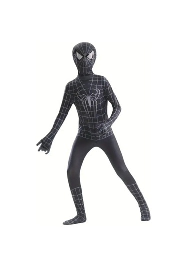 Spider-man Kostümü - Siyah Gerçekçi 1.35 - 1.50 Boy