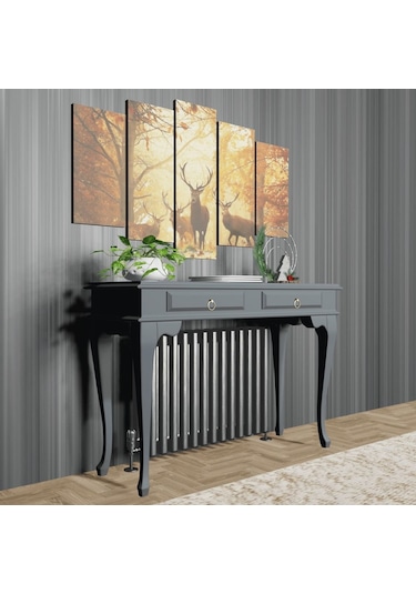 Roys Ahşap 100 Cm Antrasit Gri Çekmeceli Petek Üstü Yüksek  Dresua Gri