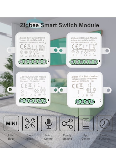 3ch Zigbee Mini Akıllı Anahtar Röle Modülü Akıllı Ev Beyaz
