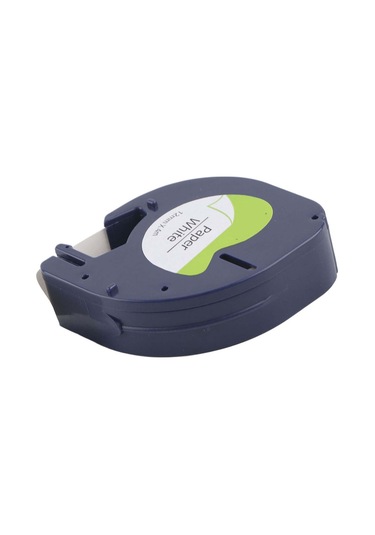 Moveevo Dymo Letratag İçin 12mm Beyaz Üstü Siyah Yazılı Pet Etiket Bandı - 4m Uzunluk, Dayanıklı, Korozyon Ve Aşınmaya Dayanıklı, Kablo Etiketleme 1 Adet