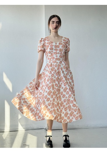 Retrobird Tasarım Matilda Uzun Elbise Kadın Somon-13836 Somon