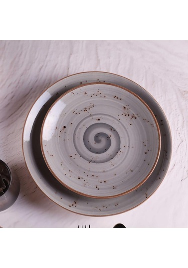 Tulü Porselen Deniz Reactive 67 Gri 24 Parça Yemek Takımı