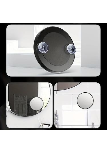 Fochsia Güçlü Vantuzlu 3.5 İnç Büyüteçli Seyahat Makyaj Aynası - Kaş Ve Kirpik İçin Kompakt Siyah Tasarım Siyah