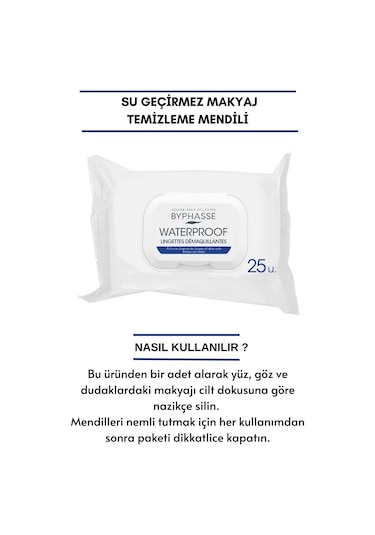 Byphasse Waterproof Makyaj Temizleme Mendili Hassas Ciltler 25'li