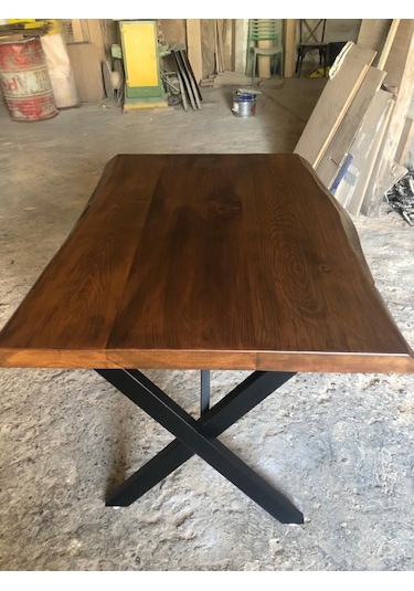 Bintaşmobilya Ceviz Rengi Gürgen Ağacı Kütük Masa Imalatı 80X120.Cm