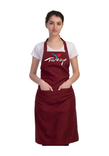 Formteks Baskılı Aşçı Önlük Bordo