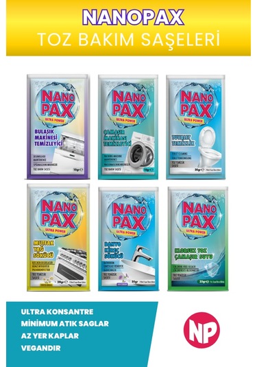 NanoPax Mutfak Yağ Sökücü Toz Temizlik Saşesi 6 x 20 G