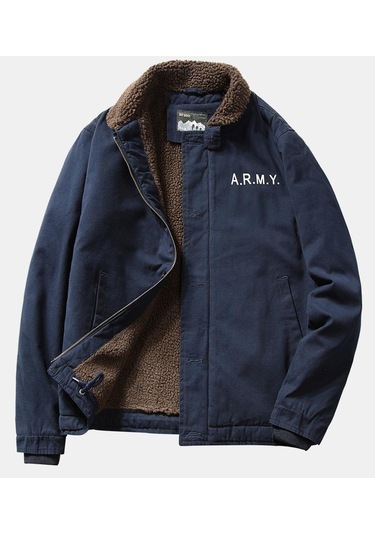 Erkek Sonbahar Ve Kış Yaka Ceketi Mavi