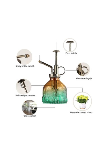 Şık Tasarımlı Ev Bahçe Saksı Çiçeklerine Özel Cam Bitki Sulama Fıskiyesi Kolonya Şişesi 200 Ml Yeşil Çok Renkli