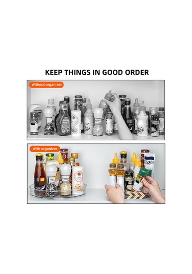 Yaleker Minik İki Katlı Pet Organizer: 360 Döner Mutfak Baharat/ Kozmetik Depolama Rafı - Ayrılamabilir Ve Yıkamabilir Şeffaf