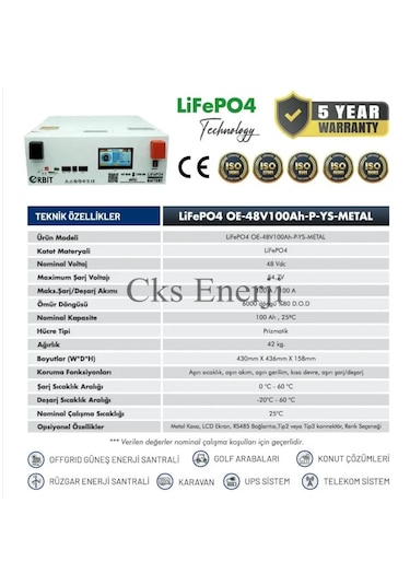 48v 100ah Kasa Tipi Lityum Akü Lifepo4 Batarya Ekranlı
