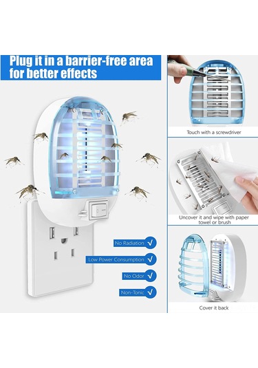 Youmex 20-50 M² Abs Elektrikli Moskit Öldürücü Lambası, 1w Güç, Beyaz/mavi, Ce Rohs Sertifikalı, 2 Adet Hediye Kutusu