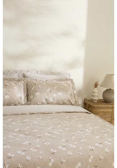 Karaca Home Daisy %100 Pamuk Çift Kişilik Nevresim Takımı Bej