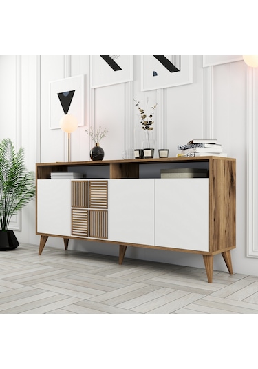 Milan 160cm Konsol - Ceviz / Beyaz