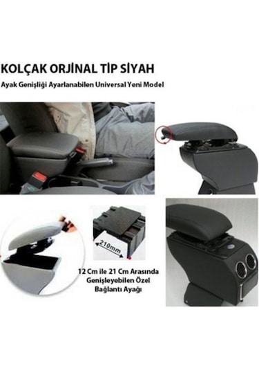 Süspansiyonlu Üniversal Kolçak Kol Dayama Küllüklü Siyah-Gri-Bej