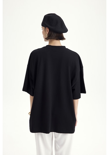 Mai Studıos Mai Studios Co. Rich Woman Oversize Siyah T-shirt SIYAH