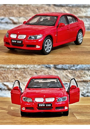 Bmw 330i Çek Bırak Die - Cast Metal Model Araba - Kırmızı 11.5 Cm