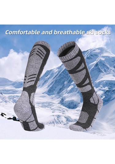 Jeehugo Erkek Kayak Çorapları Koyu Gri L Beden 38-42 - Pamuklu, Esnek, Isı Yalıtımı Sağlar K.Gri