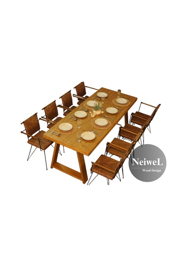 Neiwel Siam Doğal Ahşap Yemek Masası-70-140 Açık Ceviz