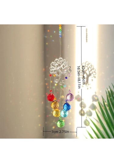 Monyee "k9 Kristal Cam 'yaşam Ağacı' Güneş Tutucu, Işık Yansımalarıyla Bahçe Penceresi Ve Zil Dekorasyonu"