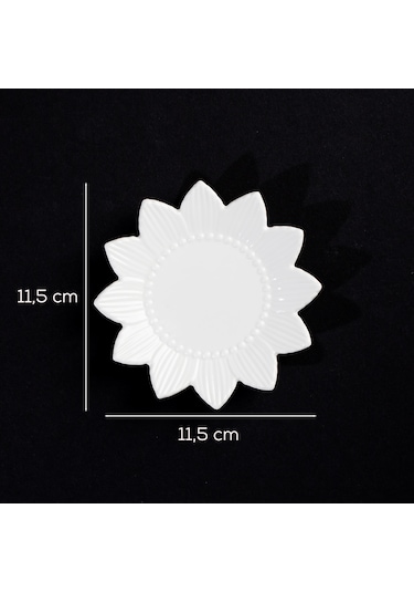 Porsima 2338 Güneş Motifli 6'lı Porselen Çay Tabağı Seti Beyaz