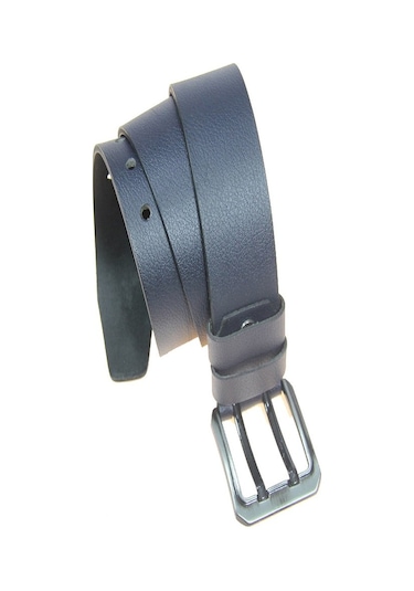 Hakiki Deri Erkek Çift Dilli Kot Kemeri 4,5 Cm Lacivert