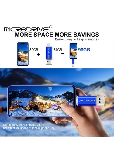 Novahub Usb Tipi C Flash Sürücü 2 İn 1 Otg Mikro Usb Kalem Sürücü 128/64 Gb Siyah