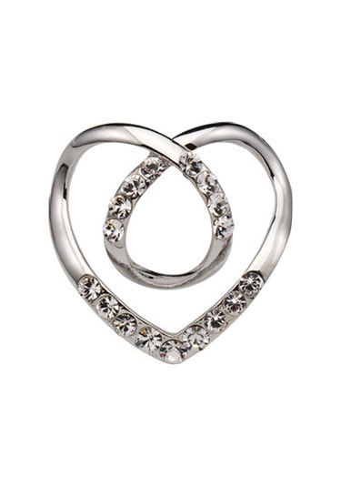 Beyaz Kadın Metal Taklidi Eşarp Kalp Eşarp Broş Klip Tişört E7u0 Beyaz