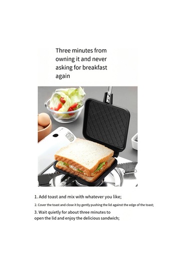 Çift Taraflı Sandviç Tavası Yapışmaz Izgara Kızartma Tavası Ekmek Tostu İçin Siyah