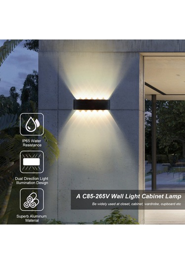 Skycity Siyah Ip65 Su Geçirmez 6 Adet Led Spot Işık, Koridor Ve Merdivenler İçin Isınak Beyaz, 6w 85-265v Duvar Aydınlatması Ilık Beyaz