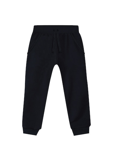 Denokids Unisex Kız Erkek Çocuk Siyah Basic Eşofman Altı Renkli Siyah