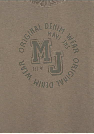 Mavi - Mj Logo Baskılı Haki Tişört 6610395-86961 Yeşil