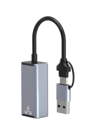 Type-C 3.1 / Usb 3.0 to RJ45 Gigabit Ethernet İnternet Çevirici Adaptör - 1000Mbps - Apple Uyumlu MacBook