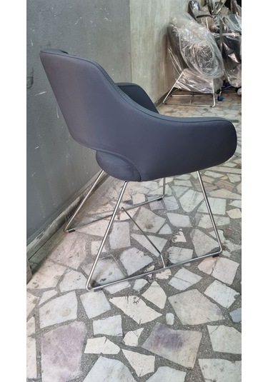 Bintaşmobilya Viva Antrasit Gri Deri Ofis Bekleme Koltuğu