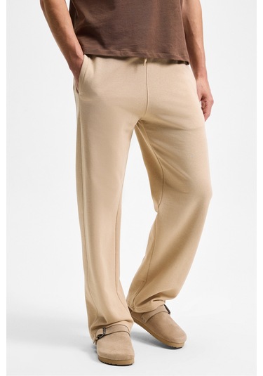 Grımelange DOTTI Erkek Beli Lastikli Kordonlu Yanları Cepli Relaxed Fit Eşofman Altı Bej