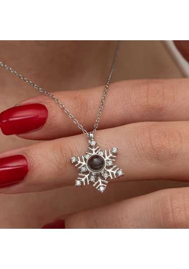 Gümüş 100 Dilde Seni Seviyorum Kar Tanesi Kadın Kolye Sl9097 Gümüş